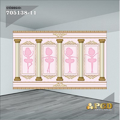 PAINEL RETANGULAR 4,00 X 2,48 MT tema - BAILARINA Modelo 11 TECIDO EM - MICRO LIGHT