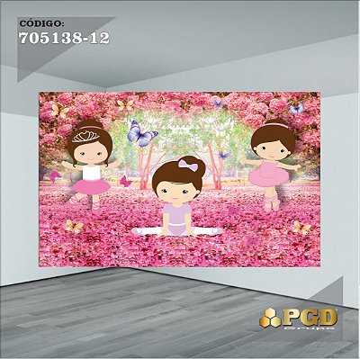 PAINEL RETANGULAR 4,00 X 2,48 MT tema - BAILARINA Modelo 12 TECIDO EM - MICRO LIGHT