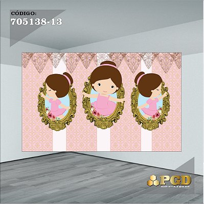 PAINEL RETANGULAR 4,00 X 2,48 MT tema - BAILARINA Modelo 13 TECIDO EM - MICRO LIGHT