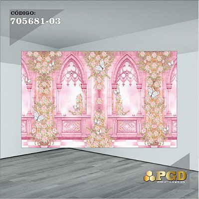 PAINEL RETANGULAR 4,00 X 2,48 MT tema - REALEZA Modelo 03 TECIDO EM - MICRO LIGHT