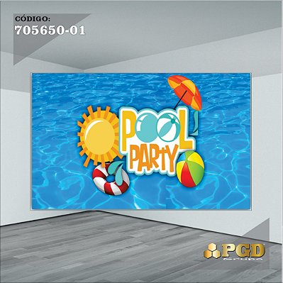 PAINEL RETANGULAR 4,00 X 2,48 MT tema - POOL PARTY Modelo 01 TECIDO EM - MICRO LIGHT