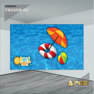 PAINEL RETANGULAR 4,00 X 2,48 MT tema - POOL PARTY Modelo 02 TECIDO EM - MICRO LIGHT