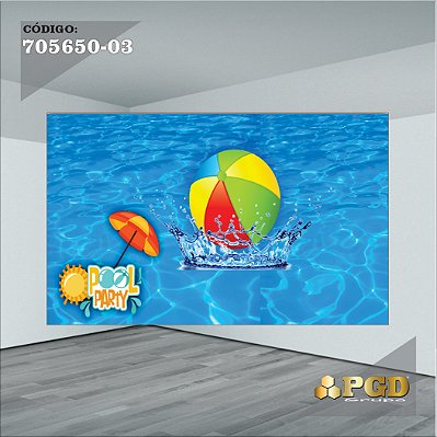 PAINEL RETANGULAR 4,00 X 2,48 MT tema - POOL PARTY Modelo 03 TECIDO EM - MICRO LIGHT