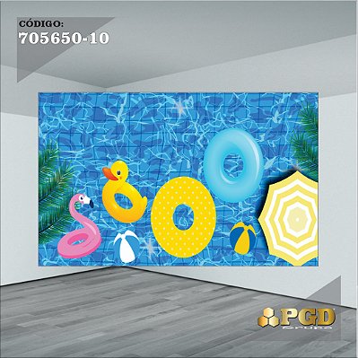 PAINEL RETANGULAR 4,00 X 2,48 MT tema - POOL PARTY Modelo 10 TECIDO EM - MICRO LIGHT