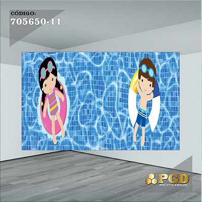 PAINEL RETANGULAR 4,00 X 2,48 MT tema - POOL PARTY Modelo 11 TECIDO EM - MICRO LIGHT