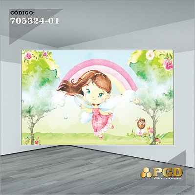 PAINEL RETANGULAR 4,00 X 2,48 MT tema - Fada Modelo 01 TECIDO EM - MICRO LIGHT