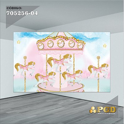 PAINEL RETANGULAR 4,00 X 2,48 MT tema - CIRCO ROSA Modelo 04 TECIDO EM - MICRO LIGHT