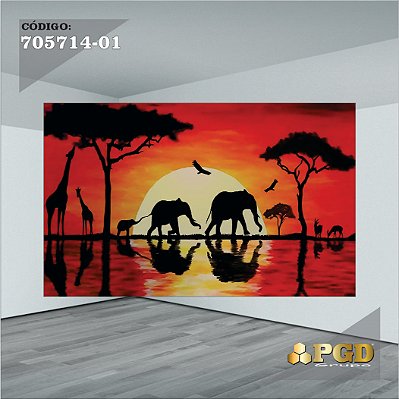 PAINEL RETANGULAR 4,00 X 2,48 MT tema - SAFARI Modelo 01 TECIDO EM - MICRO LIGHT