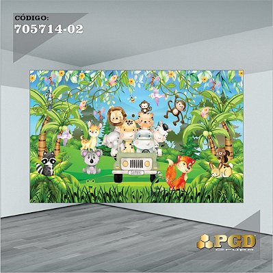 PAINEL RETANGULAR 4,00 X 2,48 MT tema - SAFARI Modelo 02 TECIDO EM - MICRO LIGHT