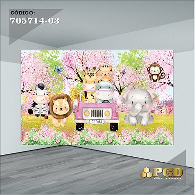 PAINEL RETANGULAR 4,00 X 2,48 MT tema - SAFARI Modelo 03 TECIDO EM - MICRO LIGHT