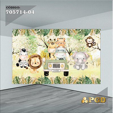 PAINEL RETANGULAR 4,00 X 2,48 MT tema - SAFARI Modelo 04 TECIDO EM - MICRO LIGHT