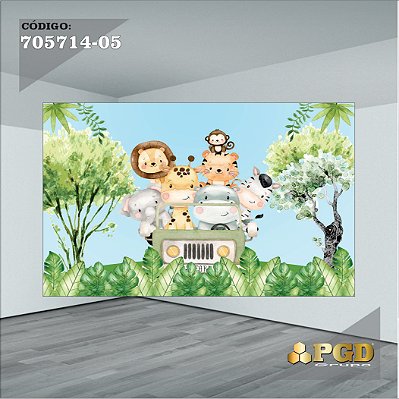 PAINEL RETANGULAR 4,00 X 2,48 MT tema - SAFARI Modelo 05 TECIDO EM - MICRO LIGHT