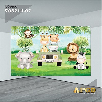 PAINEL RETANGULAR 4,00 X 2,48 MT tema - SAFARI Modelo 07 TECIDO EM - MICRO LIGHT
