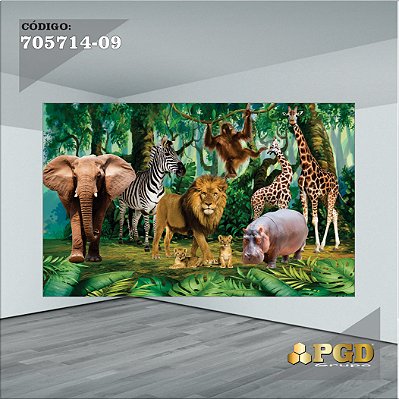 PAINEL RETANGULAR 4,00 X 2,48 MT tema - SAFARI Modelo 09 TECIDO EM - MICRO LIGHT