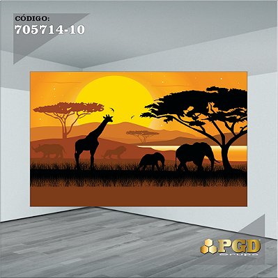 PAINEL RETANGULAR 4,00 X 2,48 MT tema - SAFARI Modelo 10 TECIDO EM - MICRO LIGHT