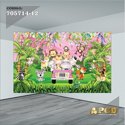 PAINEL RETANGULAR 4,00 X 2,48 MT tema - SAFARI Modelo 12 TECIDO EM - MICRO LIGHT