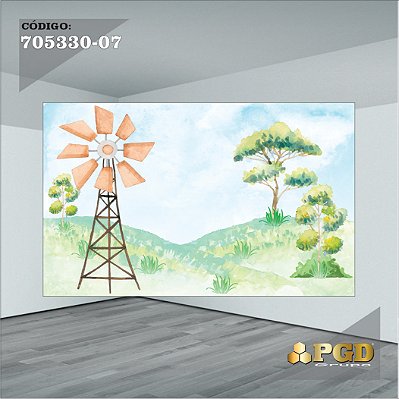 PAINEL RETANGULAR 4,00 X 2,48 MT tema - FAZENDINHA Modelo 07 TECIDO EM - MICRO LIGHT