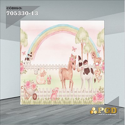 PAINEL RETANGULAR 4,00 X 2,48 MT tema - FAZENDINHA Modelo 13 TECIDO EM - MICRO LIGHT