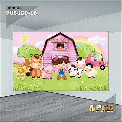 PAINEL RETANGULAR 4,00 X 2,48 MT tema - FAZENDINHA Modelo 15 TECIDO EM - MICRO LIGHT