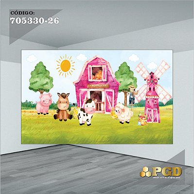 PAINEL RETANGULAR 4,00 X 2,48 MT tema - FAZENDINHA Modelo 27 TECIDO EM - MICRO LIGHT