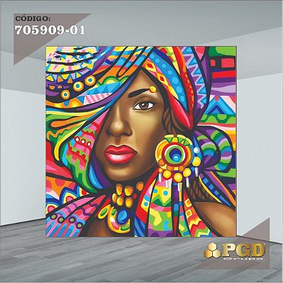 PAINEL RETANGULAR 4,00 X 2,48 MT tema - BELEZA AFRICANA Modelo 01 TECIDO EM - MICRO LIGHT