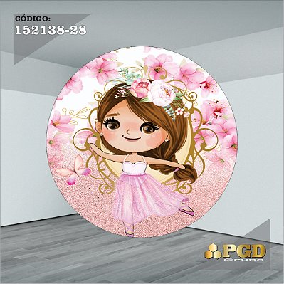 Painel 1,30m Redondo Sublimado Bailarina - Helanca Gold