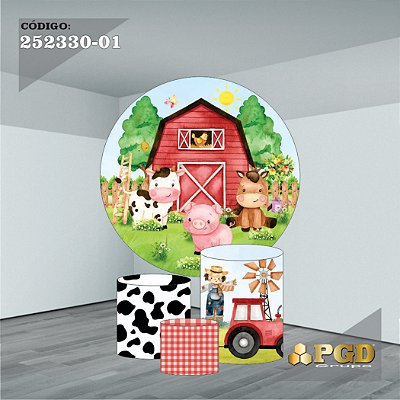 KIT VESTE FACIL P,M,G E PAINEL 1,5 x 1,5 tema - FAZENDINHA Modelo 01 TECIDO EM - HELANCA