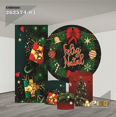 KIT VESTE FACIL P,M,G + PAINEL 1,5 x 1,5 + PORTAL 2,00 x 0,85 MT - tema - Natal Modelo 03 TECIDO EM - HELANCA