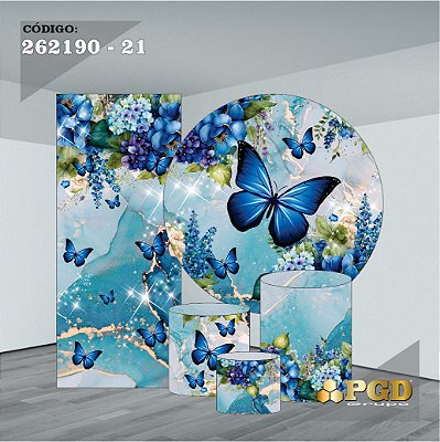 KIT VESTE FACIL P,M,G + PAINEL 1,5 x 1,5 + PORTAL 2,00 x 0,85 MT -  tema - BORBOLETA Modelo 21 TECIDO EM - HELANCA