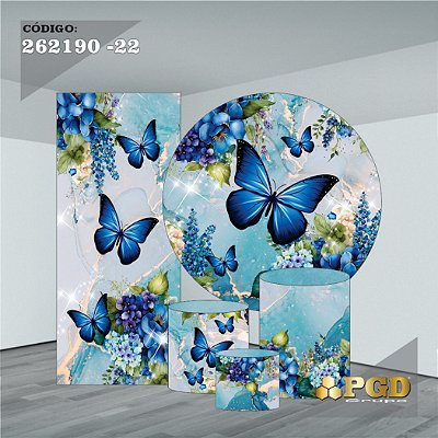 KIT VESTE FACIL P,M,G + PAINEL 1,5 x 1,5 + PORTAL 2,00 x 0,85 MT -  tema - BORBOLETA Modelo 22 TECIDO EM - HELANCA