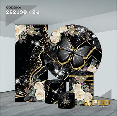KIT VESTE FACIL P,M,G + PAINEL 1,5 x 1,5 + PORTAL 2,00 x 0,85 MT -  tema - BORBOLETA Modelo 24 TECIDO EM - HELANCA