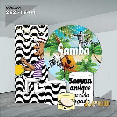 KIT VESTE FACIL P,M,G + PAINEL 1,5 x 1,5 + PORTAL 2,00 x 0,85 MT -  tema - Samba Modelo 04 TECIDO EM - HELANCA