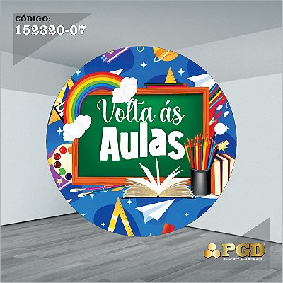 Painel 1,50m Redondo Sublimado Escola ( Volta as Aulas ) - Helanca Gold 1,5m