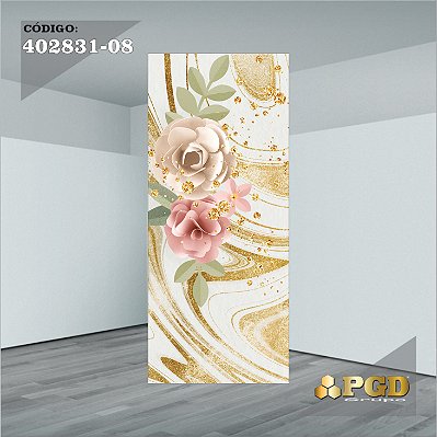 Portal Veste Fácil Floral - Helanca Gold 85x200cm