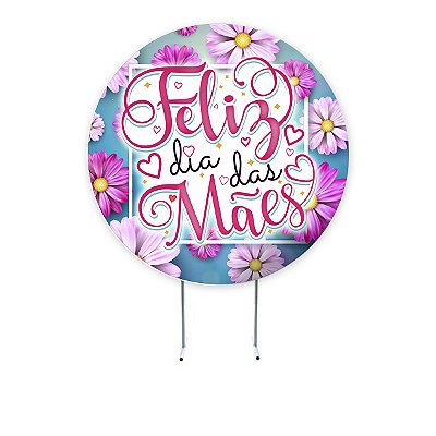 Painel 1,50m Redondo Sublimado Dia das Mães - Helanca Gold 1,5m