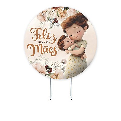 Painel 1,50m Redondo Sublimado Dia das Mães - Helanca Gold 1,5m