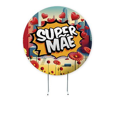 Painel 1,50m Redondo Sublimado Dia das Mães - Helanca Gold 1,5m