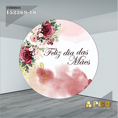 Painel 1,50m Redondo Sublimado Dia das Mães - Helanca Gold 1,5m