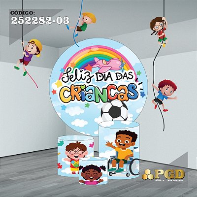 PROMOÇÃO DIA DAS CRIANÇAS - KIT Painel Redondo 1,5m ou 1,3m + Trio Veste Fácil em Helanca