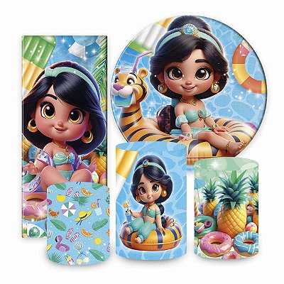 KIT JASMINE - POOL PARTY - TRIO VESTE FACIL + PAINEL + PORTAL