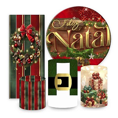 KIT VESTE FACIL P,M,G + PAINEL 1,5 x 1,5 + PORTAL 2,00 x 0,85 MT - tema - Natal Modelo 01 TECIDO EM - HELANCA