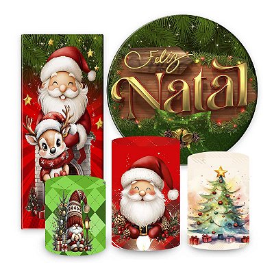 KIT VESTE FACIL P,M,G + PAINEL 1,5 x 1,5 + PORTAL 2,00 x 0,85 MT - tema - Natal Modelo 01 TECIDO EM - HELANCA