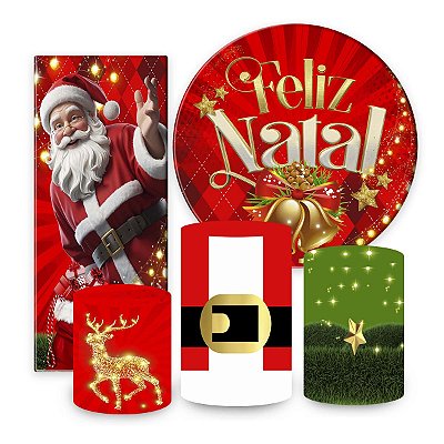 KIT VESTE FACIL P,M,G + PAINEL 1,5 x 1,5 + PORTAL 2,00 x 0,85 MT - tema - Natal Modelo 01 TECIDO EM - HELANCA