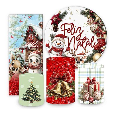 KIT VESTE FACIL P,M,G + PAINEL 1,5 x 1,5 + PORTAL 2,00 x 0,85 MT - tema - Natal Modelo 01 TECIDO EM - HELANCA