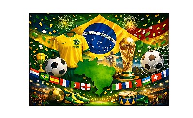 PAINEL RETANGULAR 4,00 X 2,48 MT tema - Copa do Mundo - MICRO LIGHT