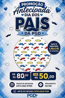 DIA DOS PAIS Tapete Decorativo 140x140cm Tecido Tapeçaria