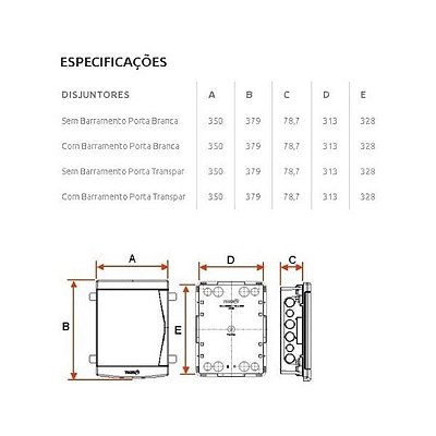 Quadro Distribuição s/ Barramento 18/24 Disjuntores Tigre