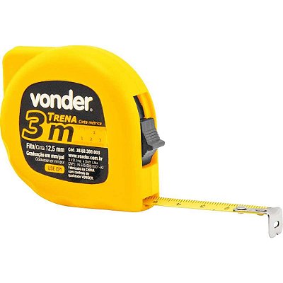 Trena Fita Metrica de Aço 3 Metros 3M X 12,5mm Vonder