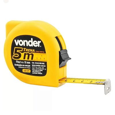 Trena Fita Métrica de Aço 5 Metros 3M X 19mm Vonder