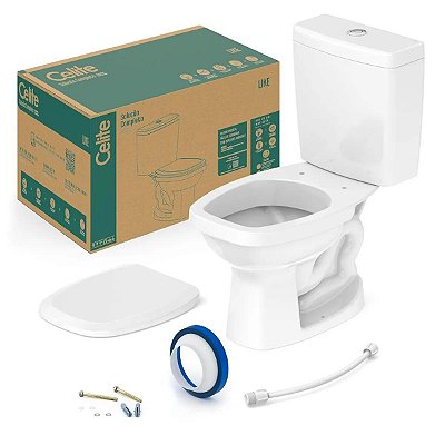 Kit Bacia + Caixa Acoplada Eco Like Branca Completa Celite Like